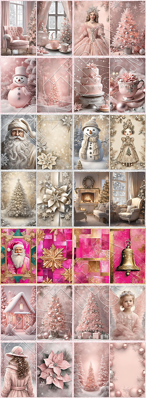 Beige, Soft & Bright Pink Christmas Backgrounds 124xJPG