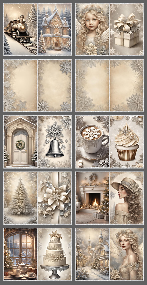 Beige, Soft & Bright Pink Christmas Backgrounds 124xJPG