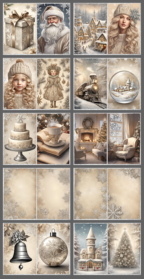 Beige, Soft & Bright Pink Christmas Backgrounds 124xJPG