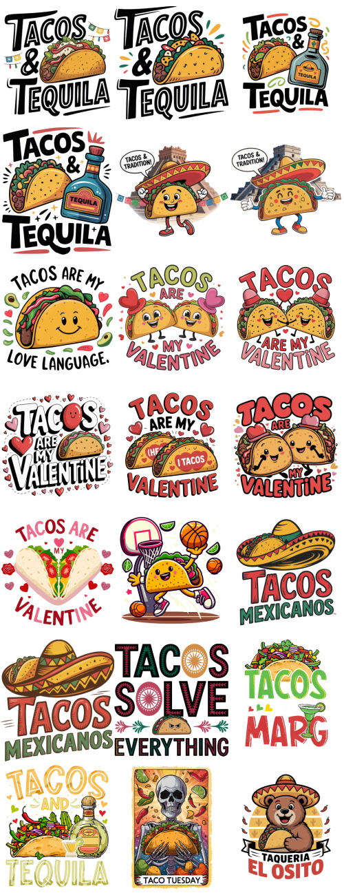 Taco Cliparts, Logos & T-Shirt Designs 216xPNG