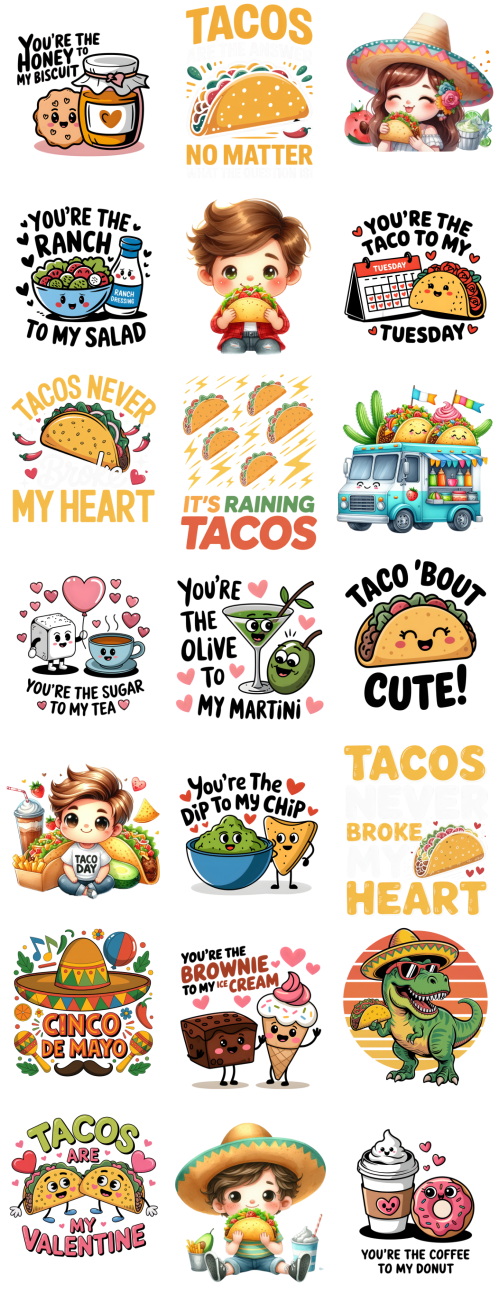 Taco Cliparts, Logos & T-Shirt Designs 216xPNG