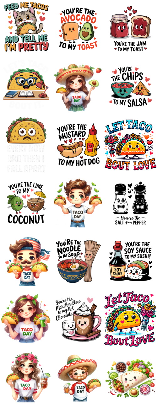 Taco Cliparts, Logos & T-Shirt Designs 216xPNG