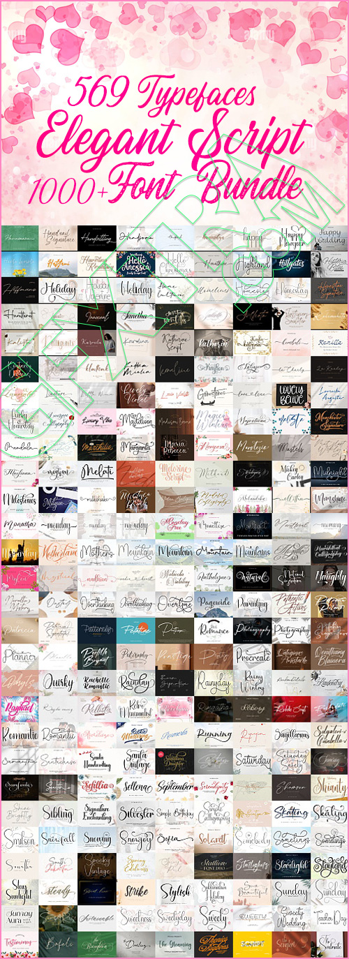 Elegance Script 569 Typefaces Bundle 682xOTF 445xTTF