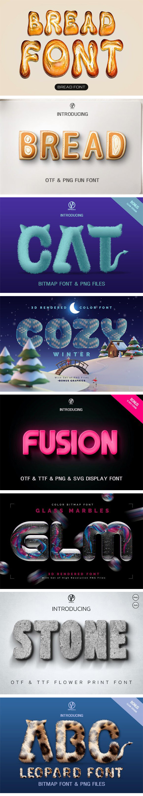 3D Bitmap, Color Fonts Collection OTF, AI & PNG GFXTRA.COM!