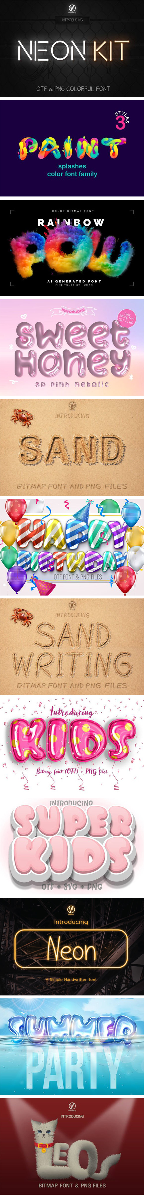 3D Bitmap, Color Fonts Collection OTF, AI & PNG GFXTRA.COM!