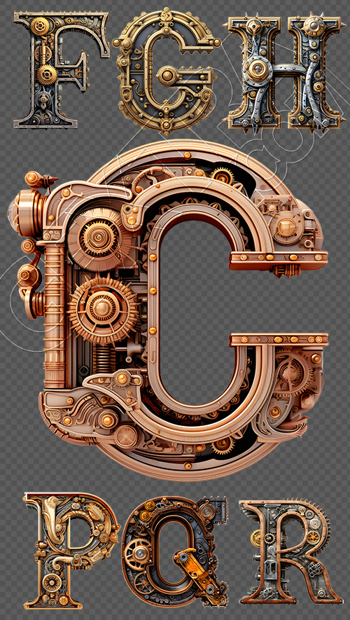 Steampunk Alphabet Sublimation 26xPNG