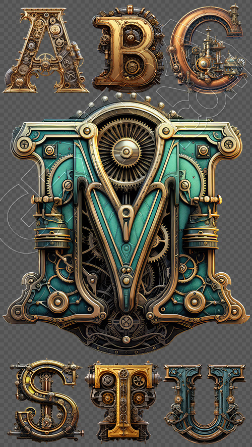 Steampunk Sublimation Alphabet 26xPNG