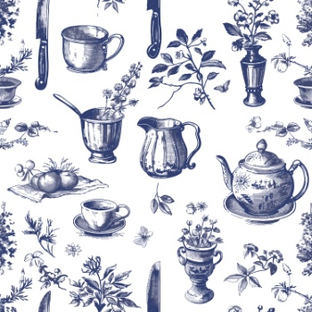 Toile De Jouy Print Design - Vintage Seamless Patterns #1, 37xEPS