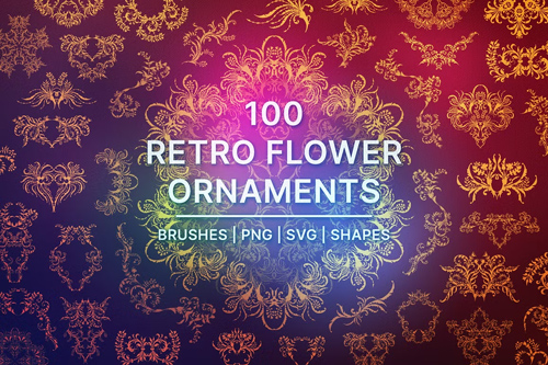 100 Retro Flower Ornaments 3900118