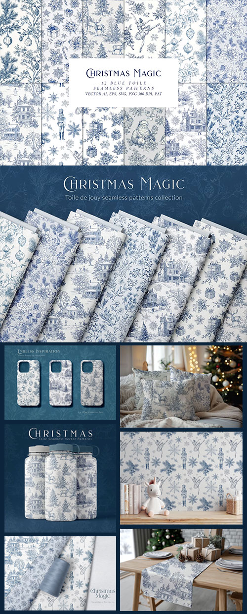 Christmas Toile Seamless Patterns 291963442