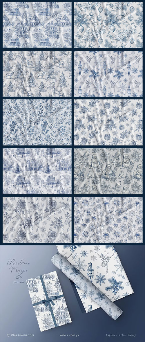 Christmas Toile Seamless Patterns 291963442