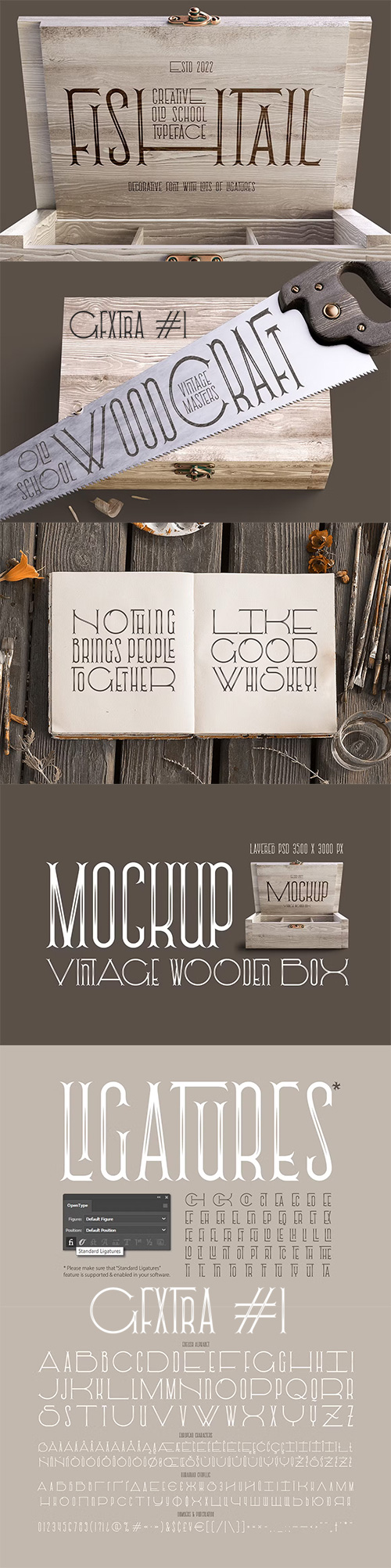Fishtail font and mockup OTF & PSD Mockup 7464022