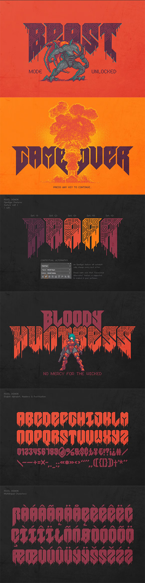 Pixel Demon - Vintage Gamer Font 6xOTF 291848785