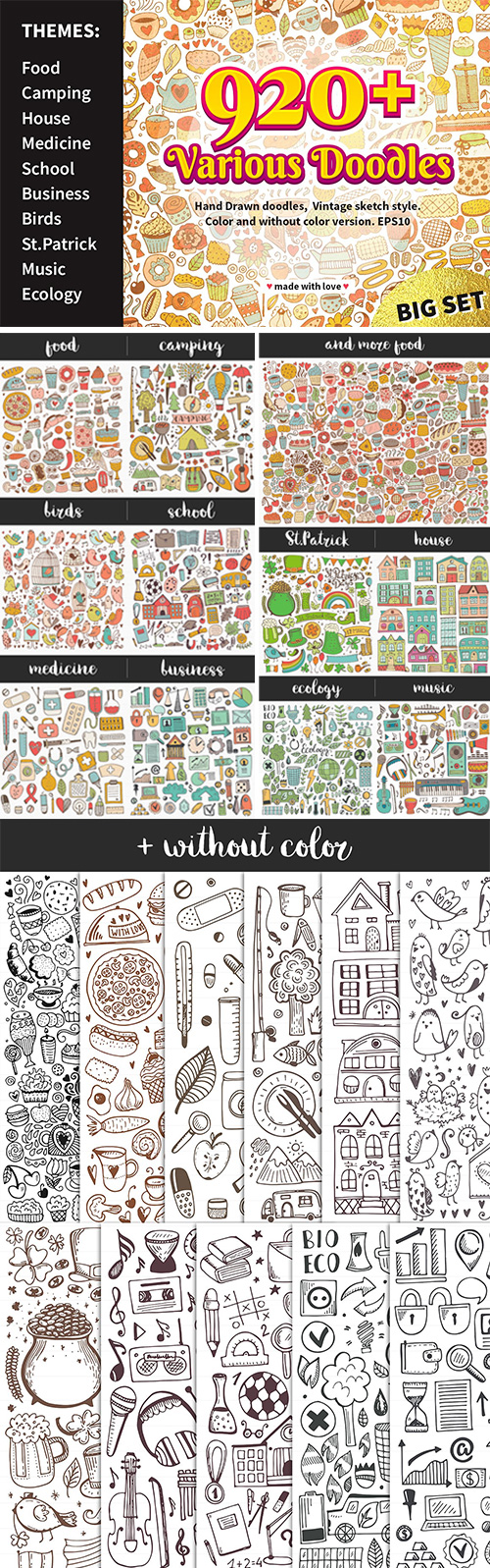 Vintage Doodles Bundle, Sketch Icons 580648