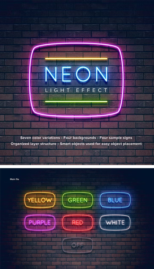 Neon Light Effect PSD & AI 13859 Neon Light Effect PSD & AI 13859