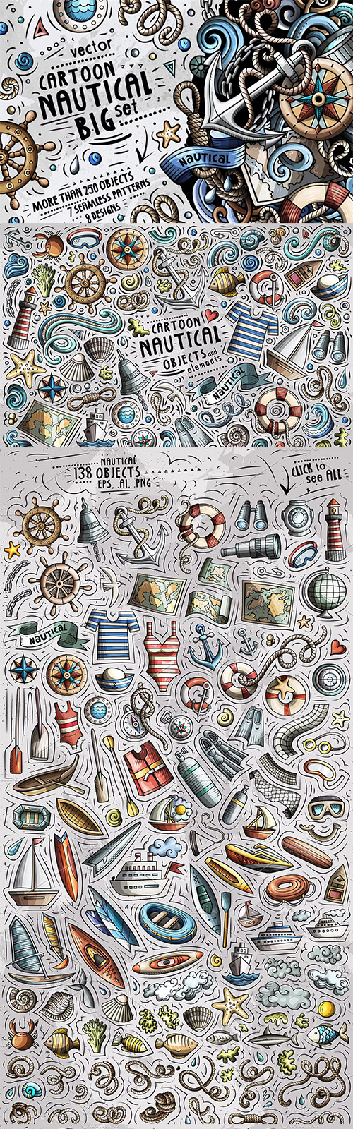 Nautical Cartoon Doodle Pack 1743932