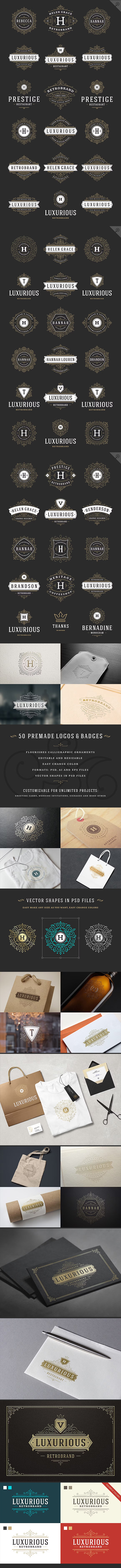 50 ornaments logos & monograms EPS AI PSD 1771925