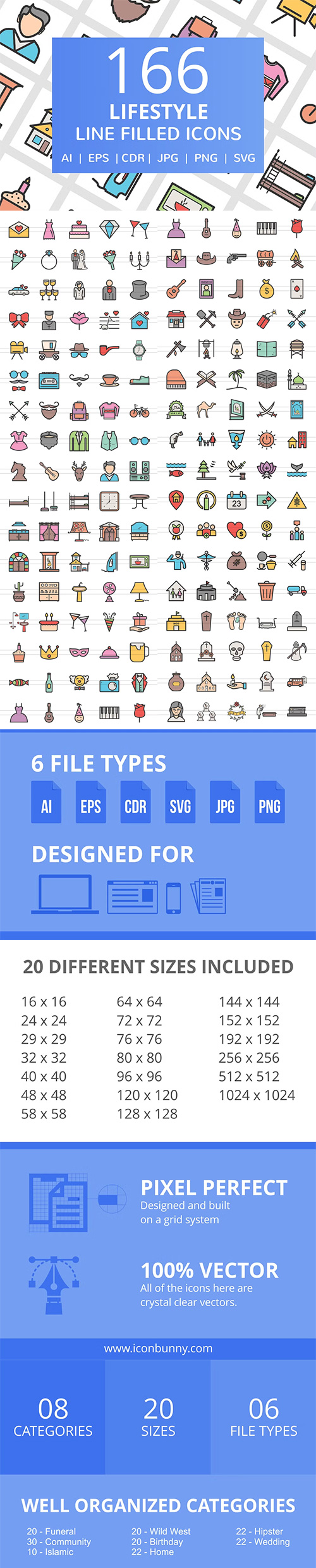 166 Signs Filled Line Icons 2294031