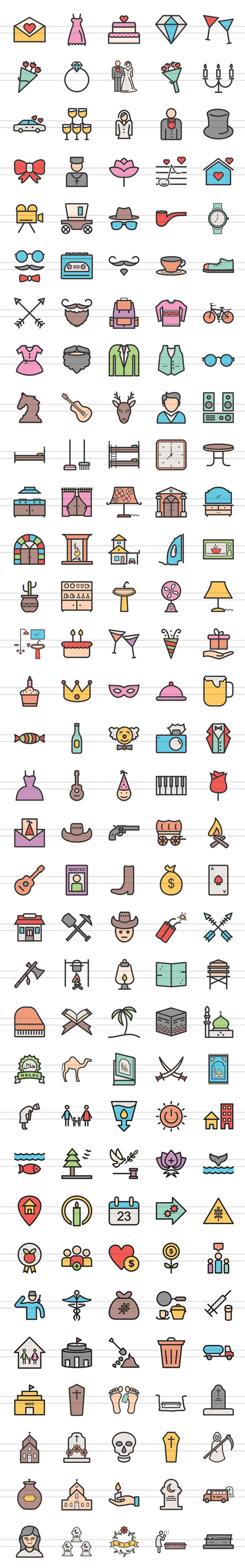 166 Signs Filled Line Icons 2294031
