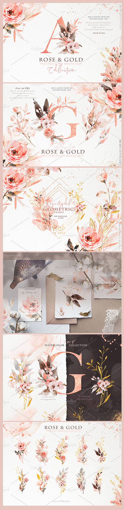 Rose Gold arrangements PNG PSD 3476643