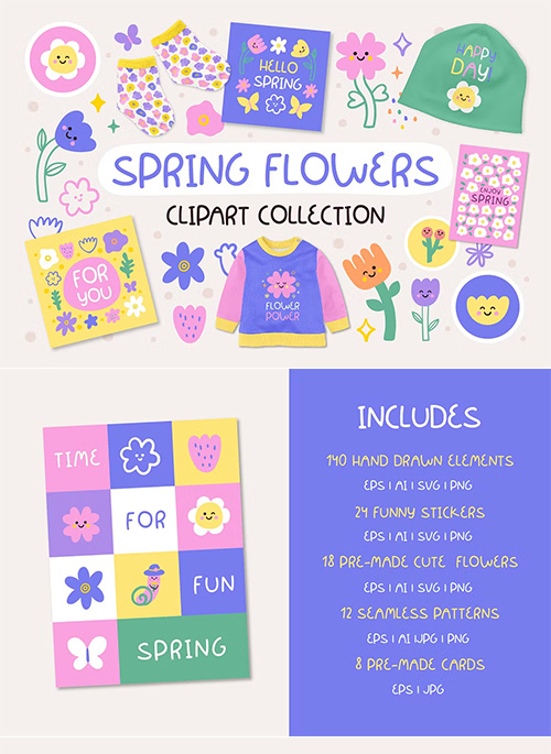 Spring flowers clipart collection 92507070