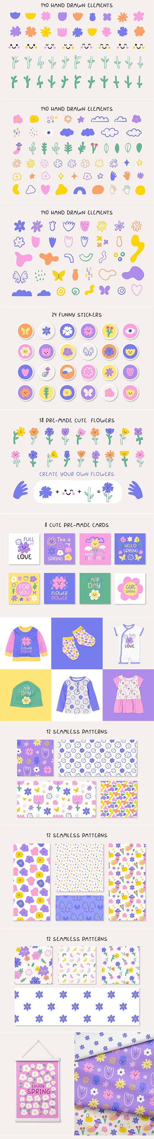 Spring flowers clipart collection 92507070