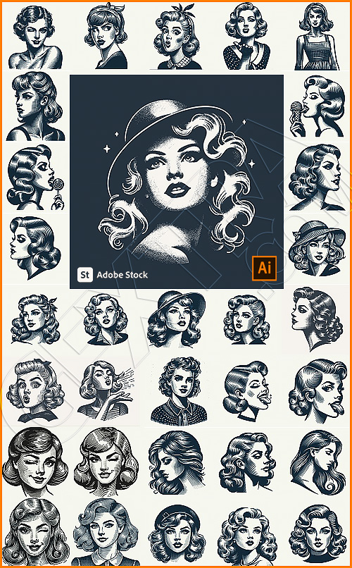 Vintage Engraving Style Female Beauty 41xAI