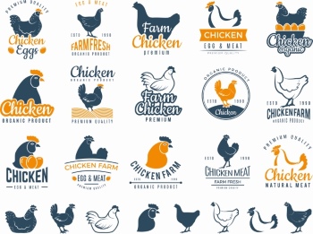Chicken & Rooster Logos, Patterns 31xAI