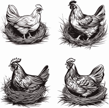 Chicken & Rooster Logos, Patterns 31xAI