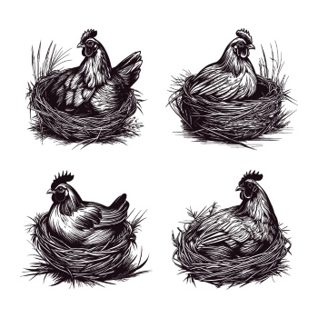 Chicken & Rooster Logos, Patterns 31xAI