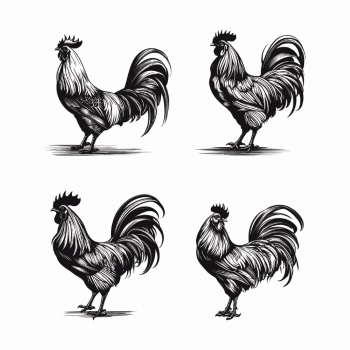 Chicken & Rooster Logos, Patterns 31xAI