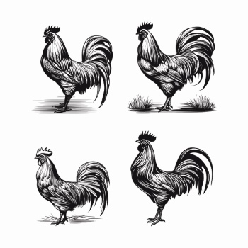 Chicken & Rooster Logos, Patterns 31xAI