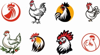 Chicken & Rooster Logos, Patterns 31xAI