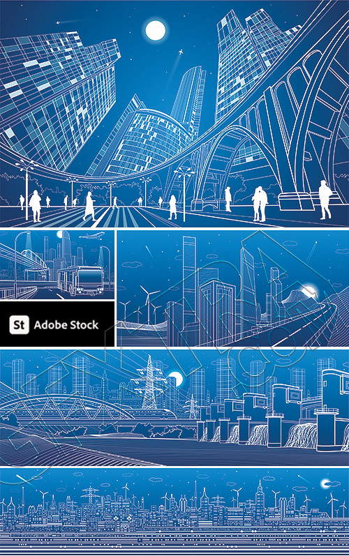 City, Main Roads & Industrial Facilities Panoramic Designs 25xAI