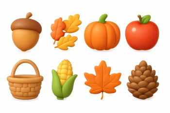 Pumpkin Autumn Thanksgiving Harvest Design Elements 30xPNG