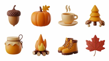 Pumpkin Autumn Thanksgiving Harvest Design Elements 30xPNG