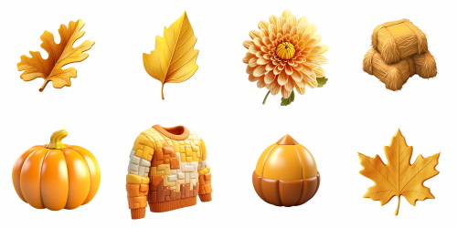 Pumpkin Autumn Thanksgiving Harvest Design Elements 30xPNG