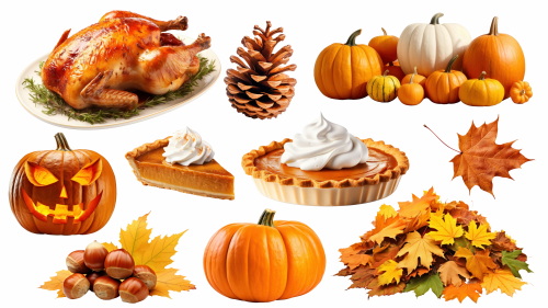 Thanksgiving Day Templates & PNG Elements 12xPNG, 13xJPG
