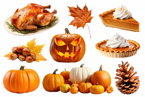 Thanksgiving Day Templates & PNG Elements 12xPNG, 13xJPG