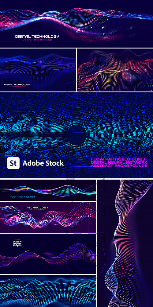 Flow Particles Bokeh, Digital Neural Network Abstracts 26xAI