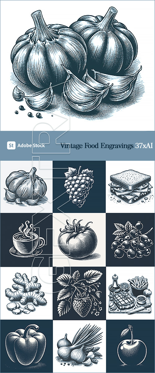 Vintage Food Engravings 37xAI