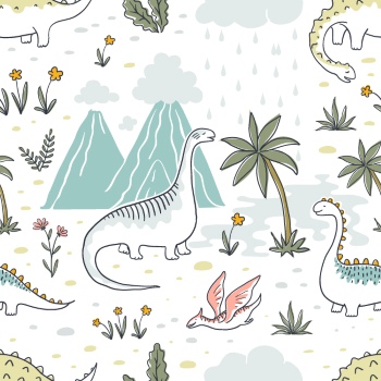 Dinosour Toons Seamless Patterns #1, 31xEPS Dinosour Toons Seamless Patterns #1, 31xEPS