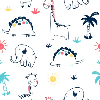 Dinosour Toons Seamless Patterns #1, 31xEPS Dinosour Toons Seamless Patterns #1, 31xEPS