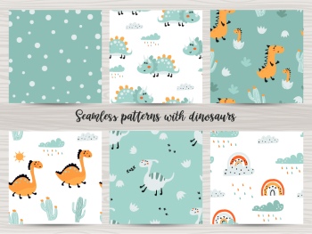 Dinosour Toons Seamless Patterns #1, 31xEPS Dinosour Toons Seamless Patterns #1, 31xEPS