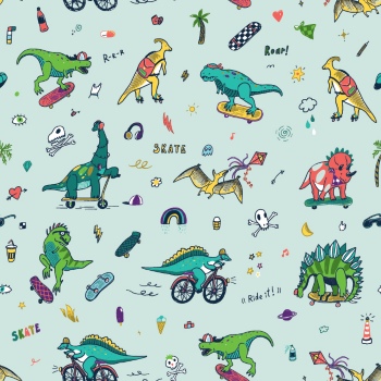 Dinosour Toons Seamless Patterns #1, 31xEPS Dinosour Toons Seamless Patterns #1, 31xEPS