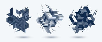 Line Design 3D Cubes and Triangles Abstract Backgrounds 30xAI