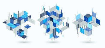 Line Design 3D Cubes and Triangles Abstract Backgrounds 30xAI