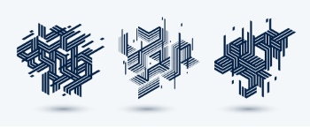 Line Design 3D Cubes and Triangles Abstract Backgrounds 30xAI