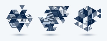 Line Design 3D Cubes and Triangles Abstract Backgrounds 30xAI