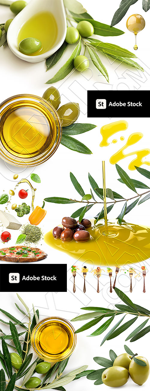 Olive & Olive Oil on White Background 30xJPG